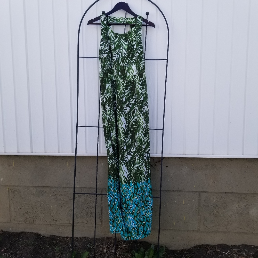 Revolution botanical empire maxi green and blue beach dress 8